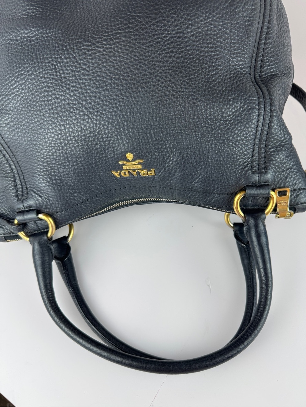 Prada Black Pebbled Leather Tote Bag - Picture 6 of 16